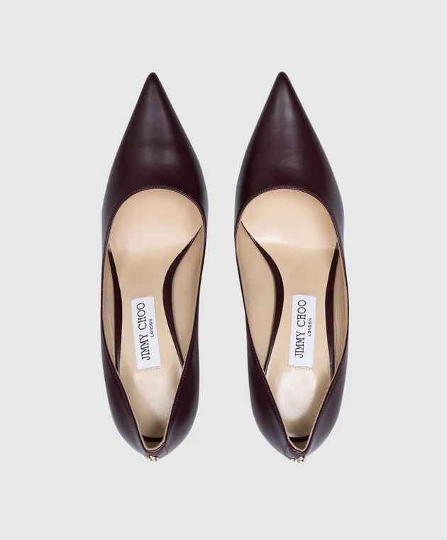 Jimmy Choo Love burgundy leather shoes with metallic JC logo