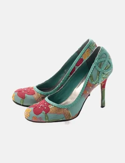 Jlo Zapato azul abalorios