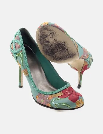 Jlo Zapato azul abalorios