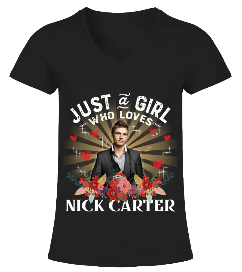 JUST A GIRL WHO LOVES NICK CARTER Camiseta cuello pico Mujer