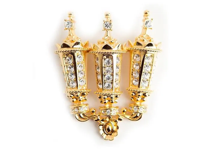 Kenneth Jay Lane Percha para broche farol de París Dorado Gold hardware 