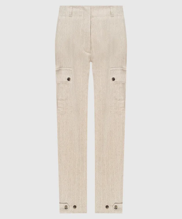 Kiton Beige striped cargo pants