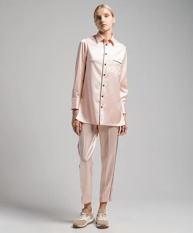 Kiton Pink pants with contrasting edging