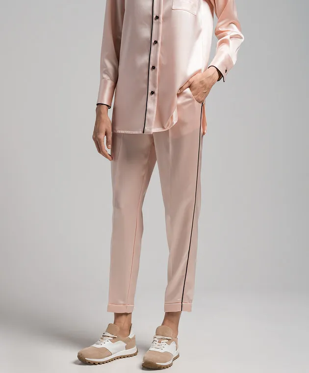 Kiton Pink pants with contrasting edging