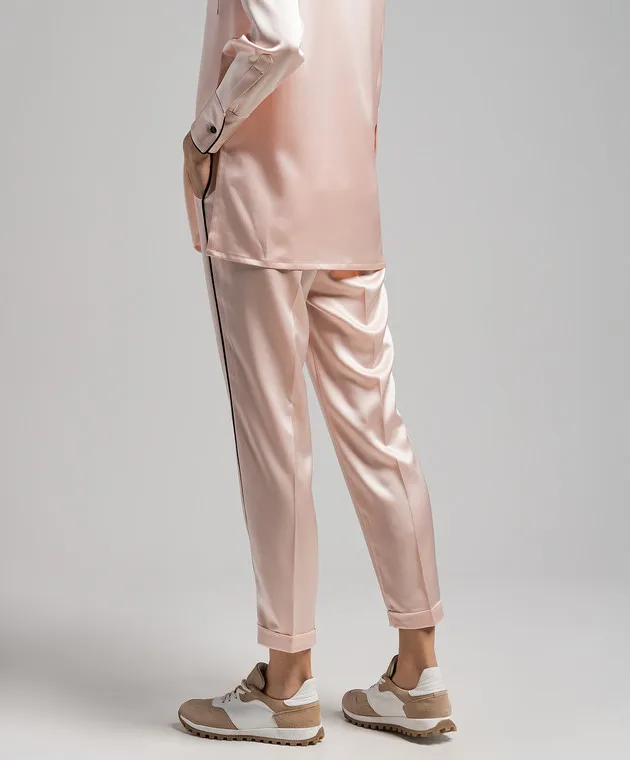 Kiton Pink pants with contrasting edging
