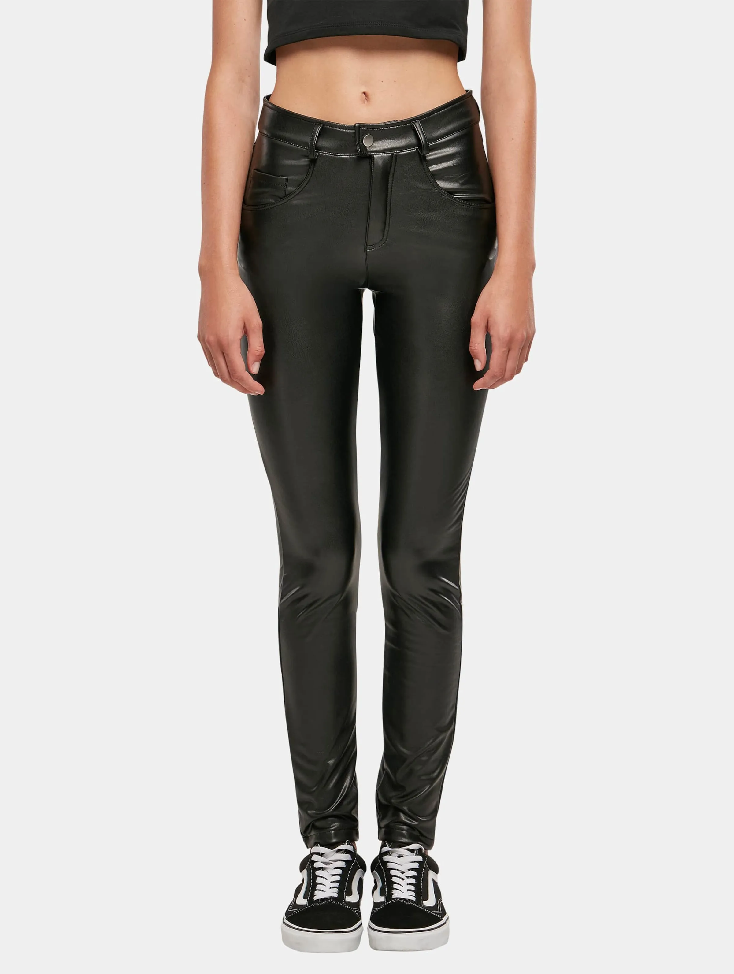 Ladies Mid Waist Synthetic Leather 