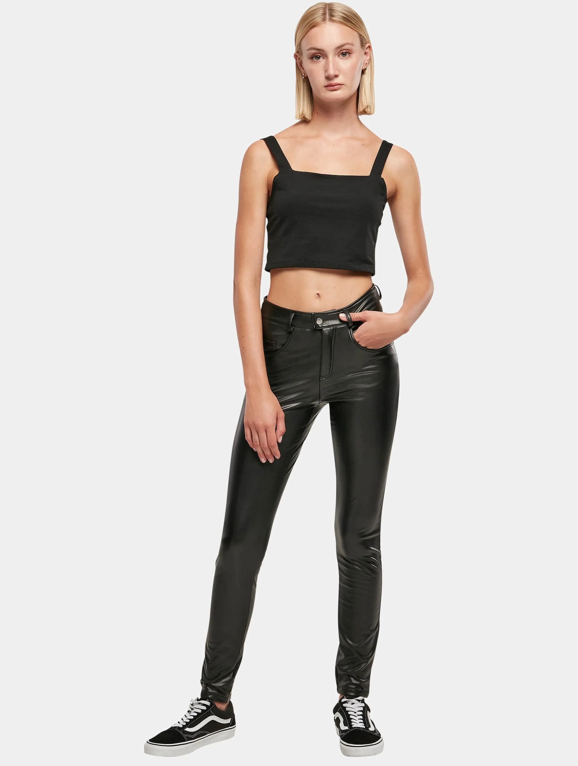 Ladies Mid Waist Synthetic Leather 