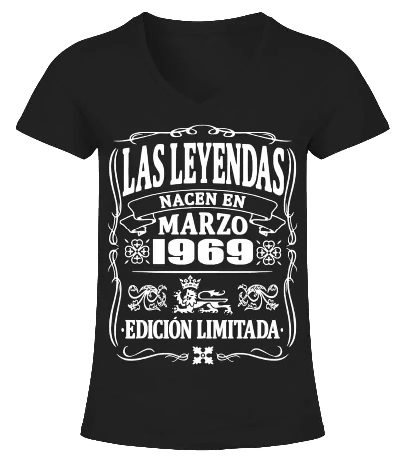 Las leyendas nacen en marzo 1969 edición limitada Camiseta cuello pico Mujer
