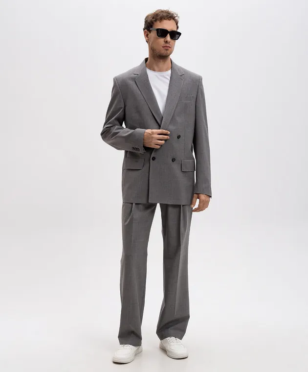 MSGM Gray pants made of wool