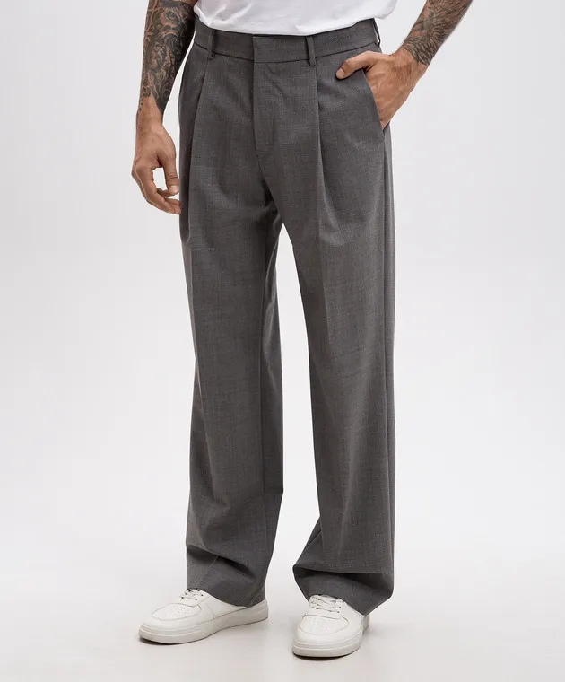 MSGM Gray pants made of wool