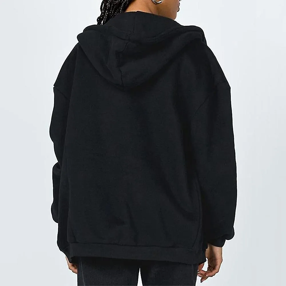 Mujeres Casual Chaqueta con capucha suelta Manga larga Suelta Cremallera completa Sudaderas con cordón Abrigo