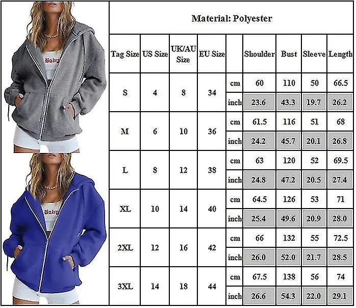 Mujeres Casual Chaqueta con capucha suelta Manga larga Suelta Cremallera completa Sudaderas con cordón Abrigo