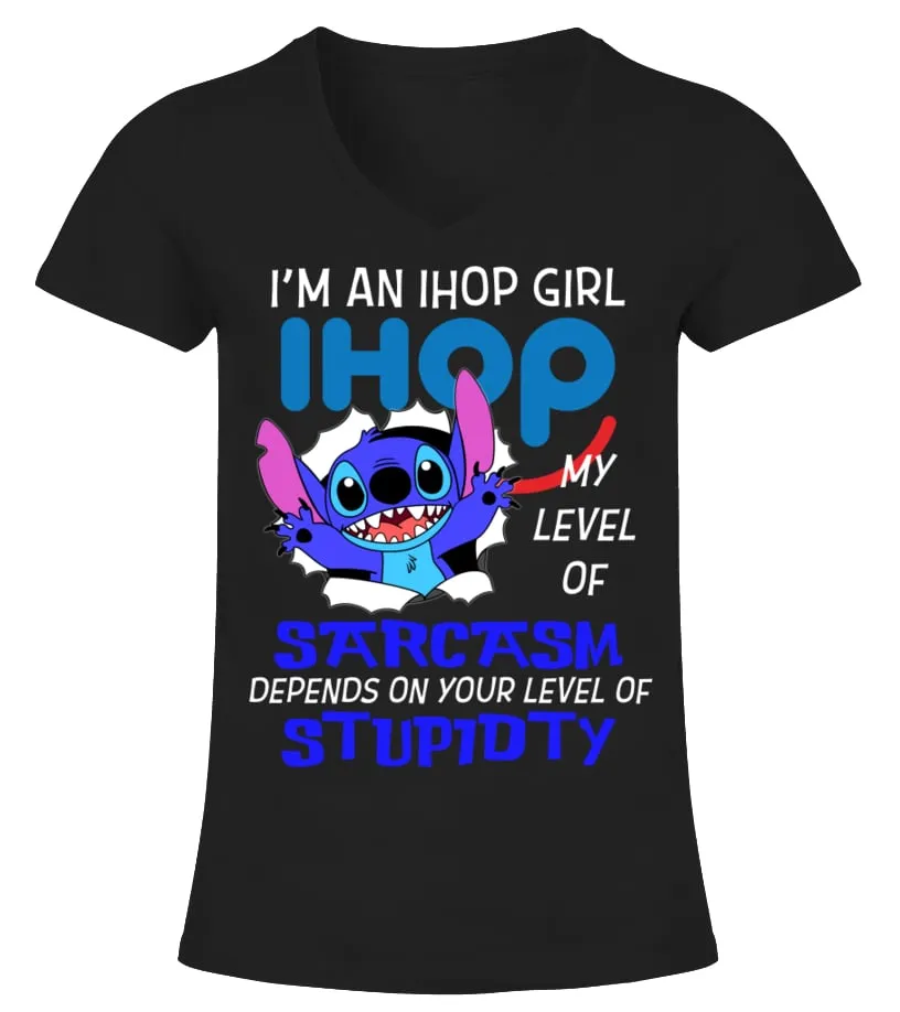 My level of sarcasm IHOP Girl Camiseta cuello pico Mujer