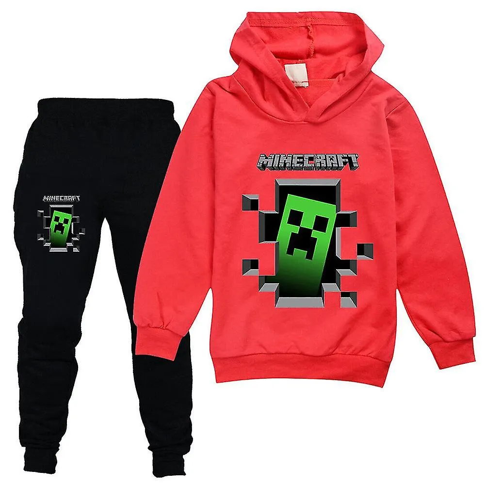 NIñOS ADOLESCENTES NIñOS NIñAS MINECRAFT OUTFIT SET SUDADERAS CON CAPUCHA TOPS + JOGGER PANTALONES DEPORTIVOS SET 714 AñOS