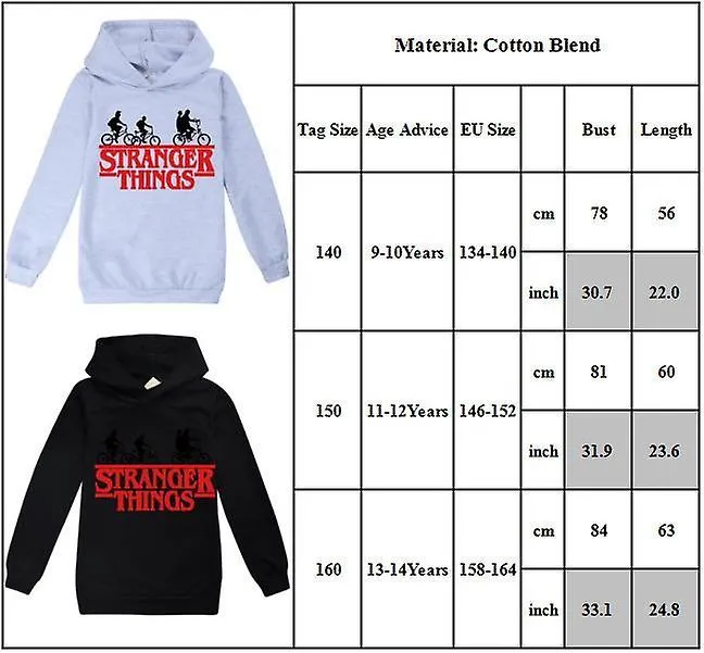 Niños Niñas Niños Stranger Things Manga larga Sudadera con capucha Jersey de invierno Sudaderas con capucha casuales Tops