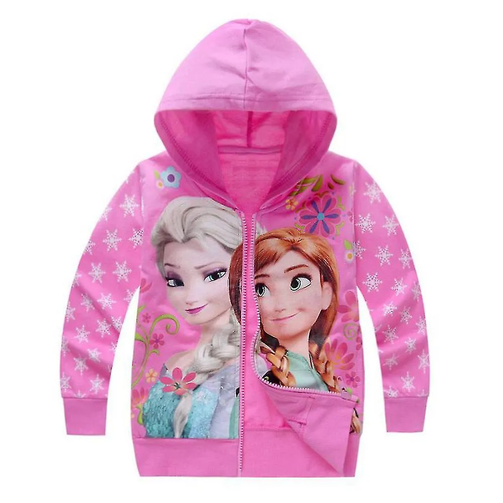 Niños Niños Niñas Disney Frozen Print Manga larga Sudaderas con capucha Chaqueta Suelto Casual Zipper Hooded Coat Outerwear