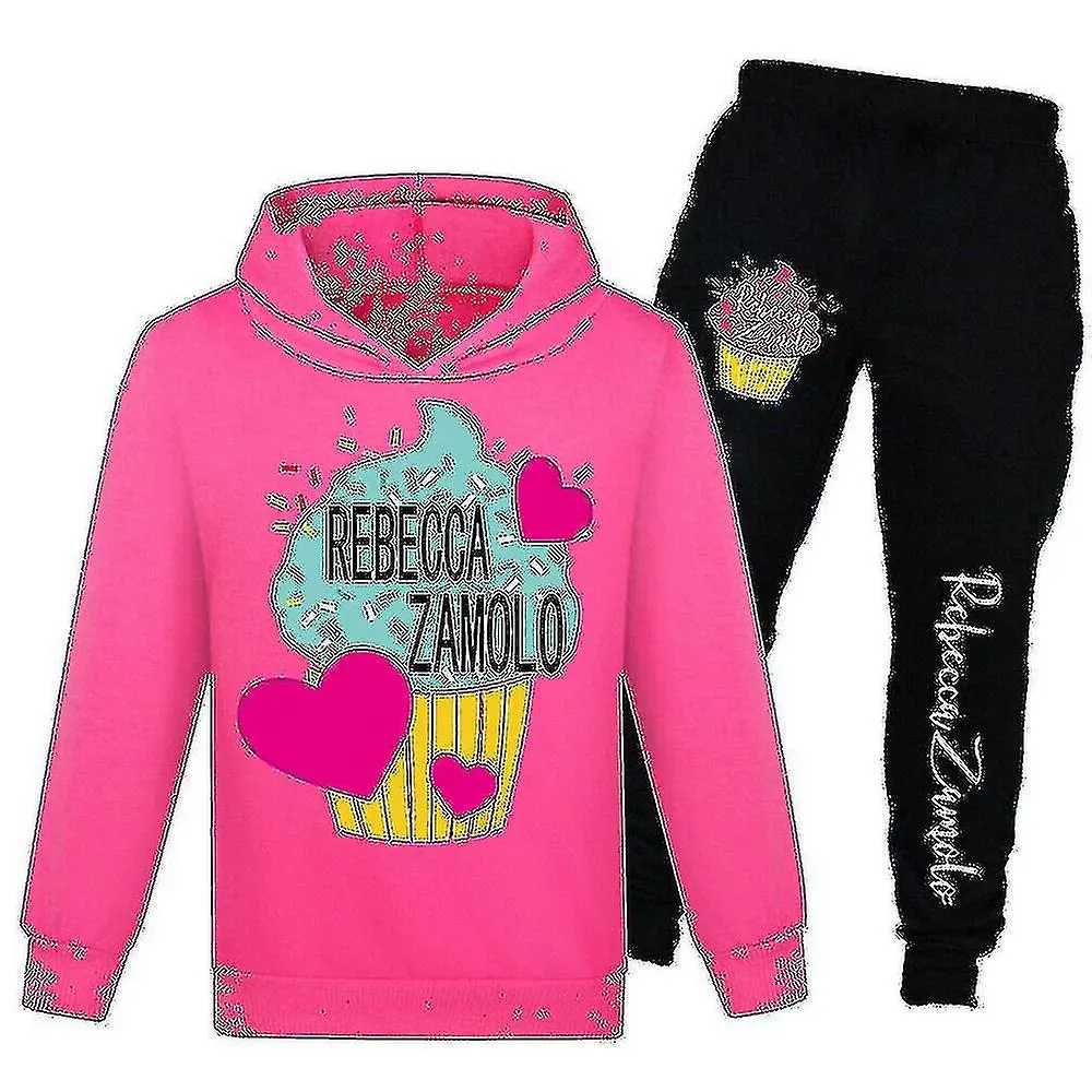 Niños Rebecca Zamolo estampado Casual Tracksuit Sets Chicas Sudaderas con capucha Pantalones Trajes Rosa