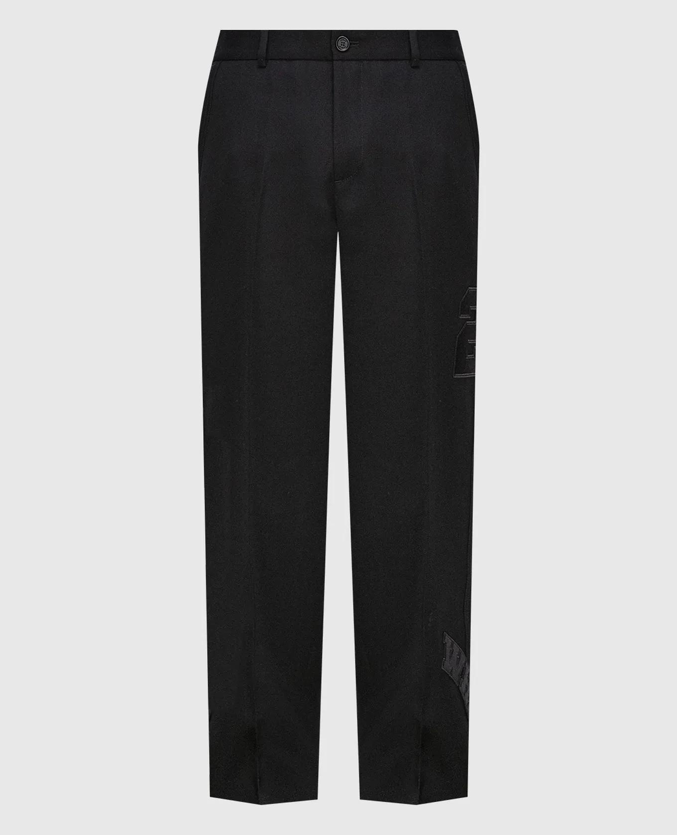 OFFWHITE BLACK PANTS MADE OF WOOL WITH APPLIQUéS