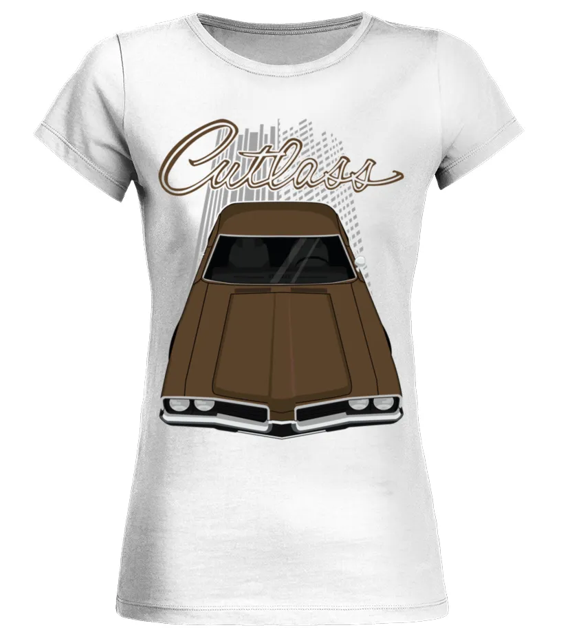 OLDSMOBILE CUTLASS 1969  BROWN  CAMISETA CUELLO REDONDO MUJER