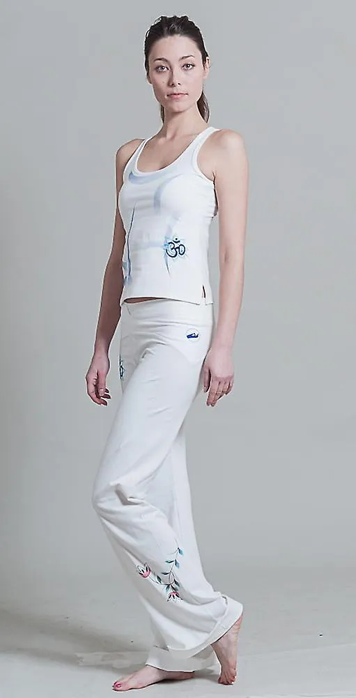 OM SHANTI YOGA PANTS FOR WOMEN  WHITE/BLUE