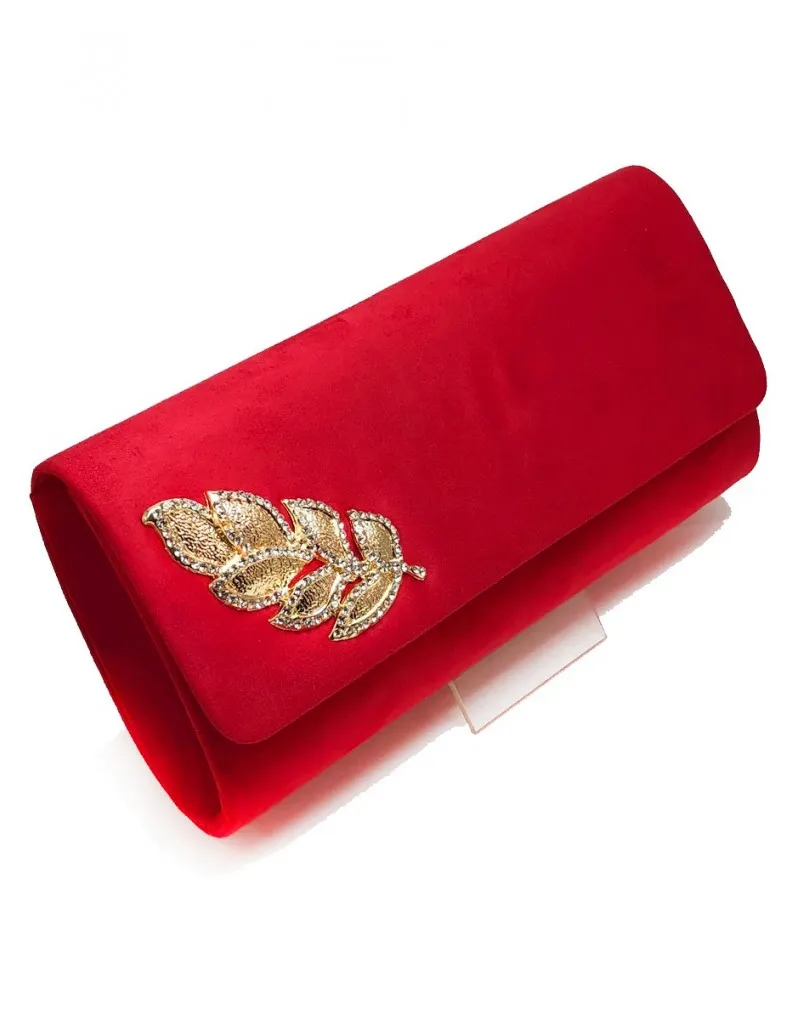 ORIGINALES BOLSOS DE FIESTA ROJOS CON DETALLE DE HOJA