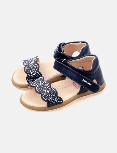Pablosky Sandalia azul marino strass