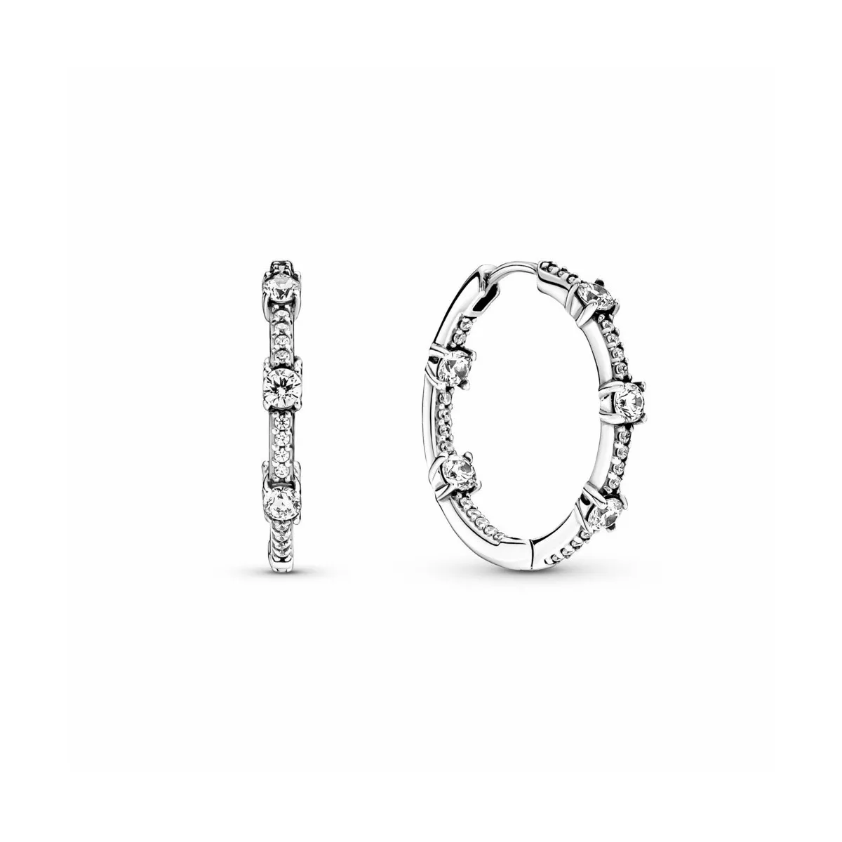PANDORA PENDIENTES ARO BARRAS BRILLANTES EN PAVé  PANDORA
