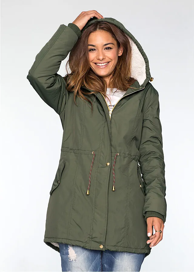 Parka con forro polar Verde oliva