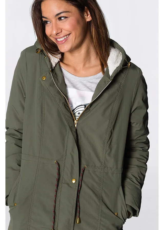 Parka con forro polar Verde oliva