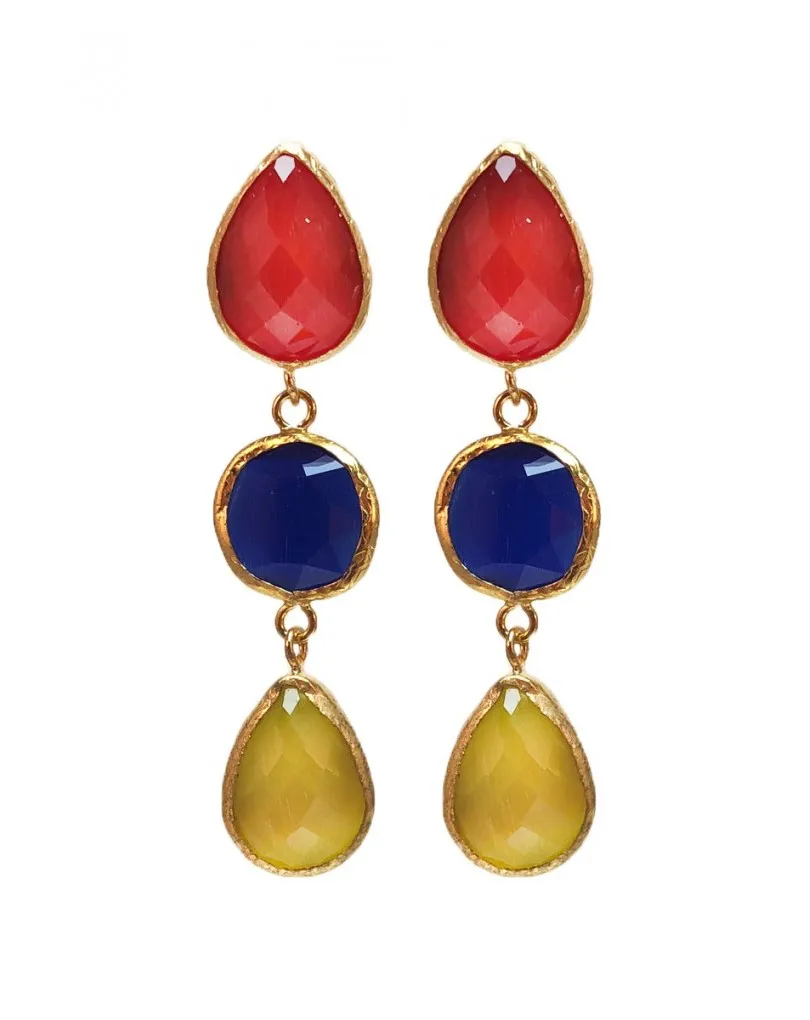 PENDIENTES LARGOS NARANJAS EN TRICOLOR PARA BODAS, IDEALES PARA RESALTAR TUS OJOS