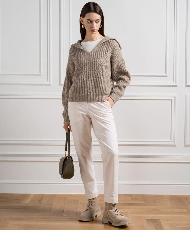 Peserico Beige pants with sequins