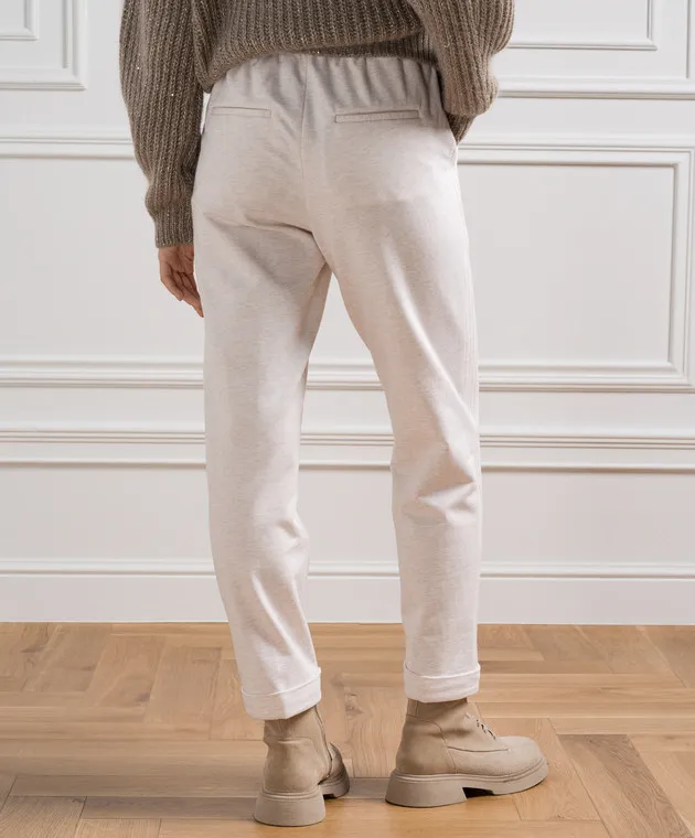 Peserico Beige pants with sequins