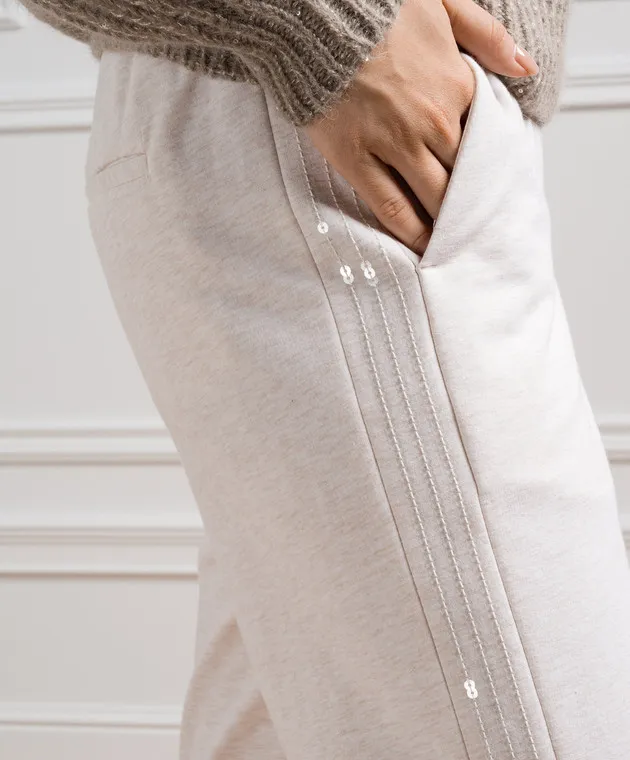 Peserico Beige pants with sequins
