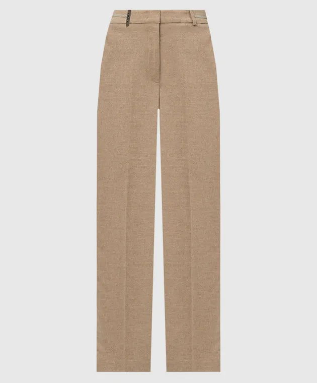 Peserico Beige pants with wool with monil chain