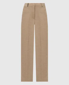 Peserico Beige pants with wool with monil chain