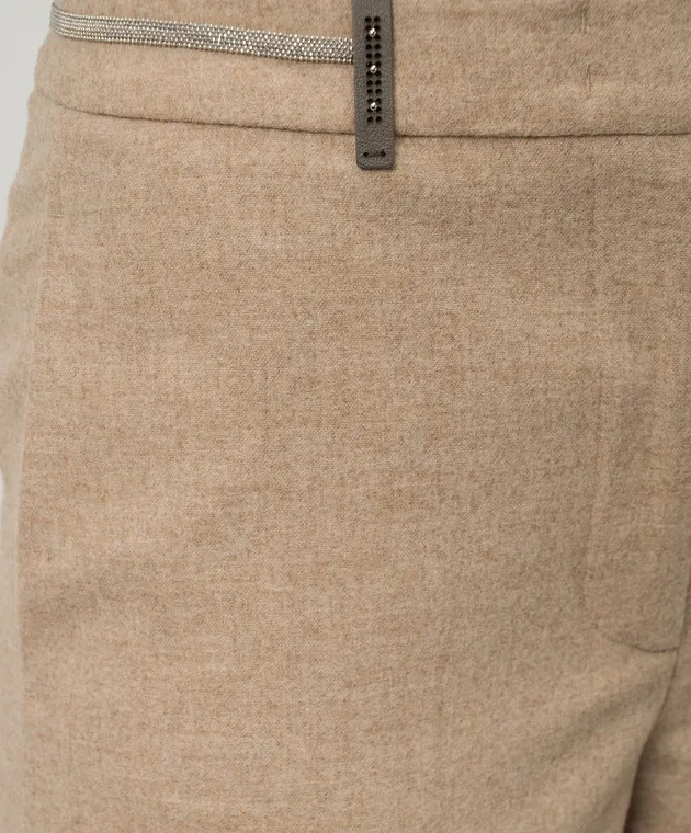 Peserico Beige pants with wool with monil chain