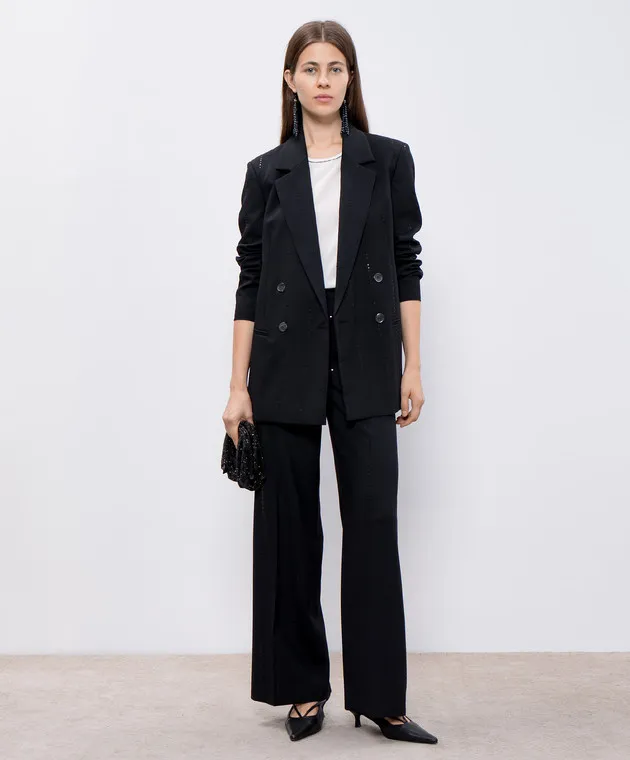 Peserico Black pants with wool and sequins