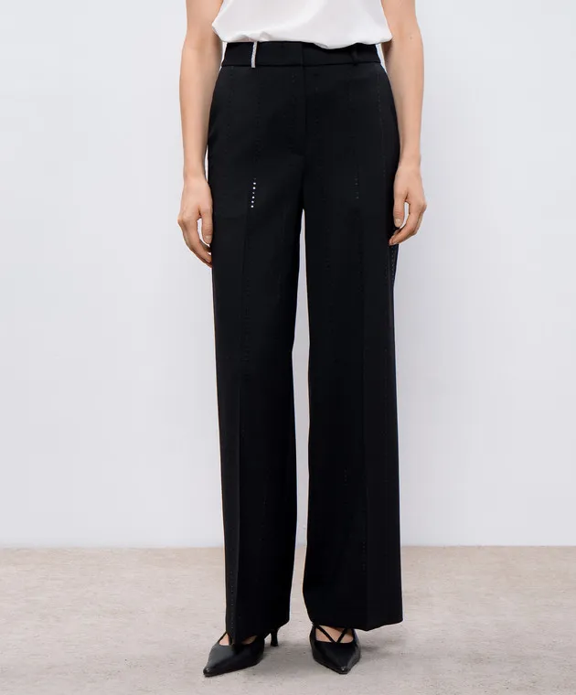 Peserico Black pants with wool and sequins