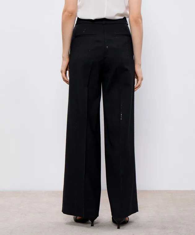 Peserico Black pants with wool and sequins