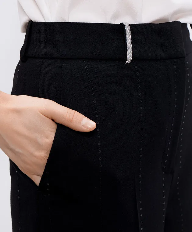 Peserico Black pants with wool and sequins