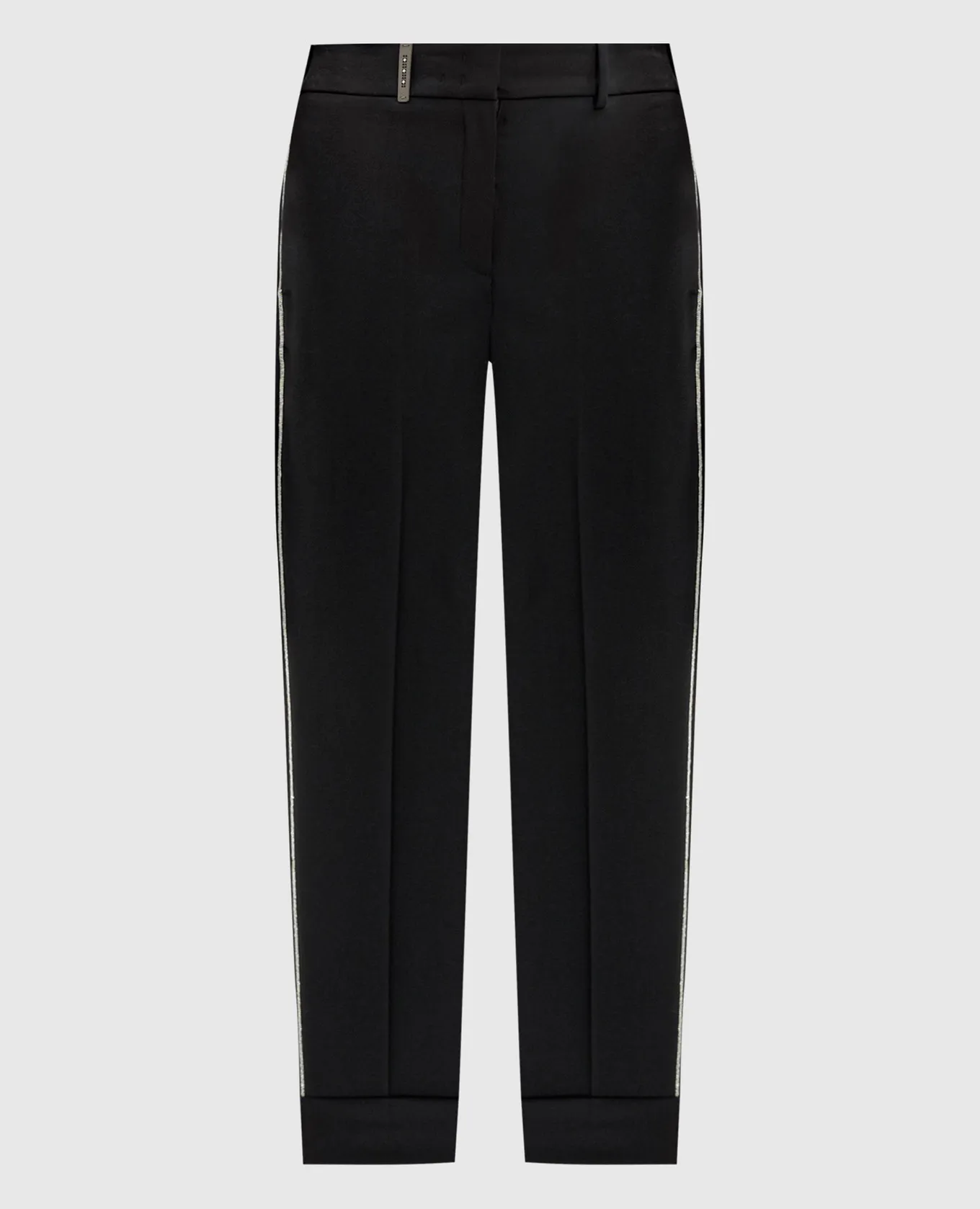 Peserico Black wool pants with monil chain