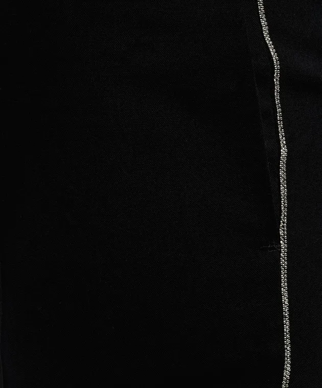 Peserico Black wool pants with monil chain