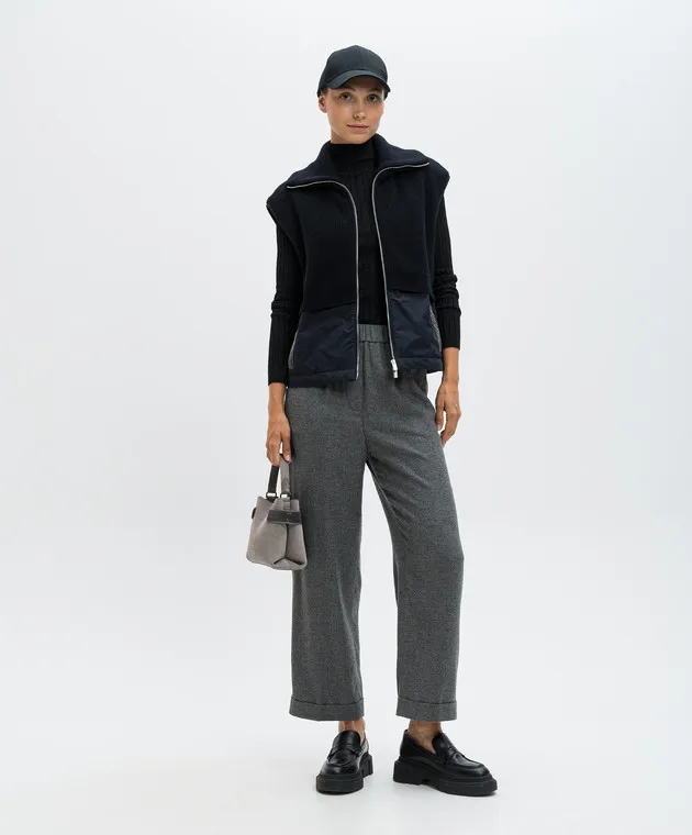 Peserico Gray melange pants with wool