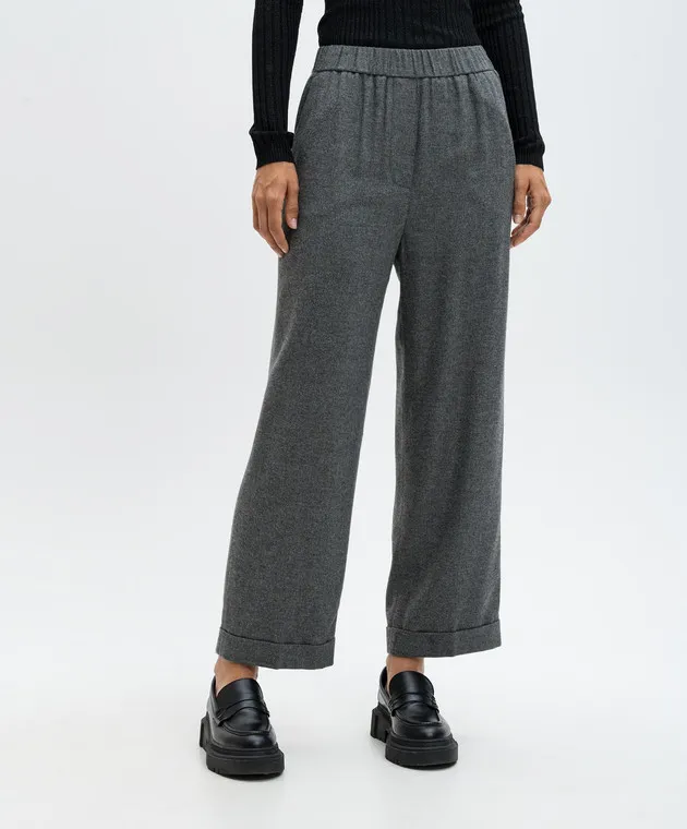 Peserico Gray melange pants with wool