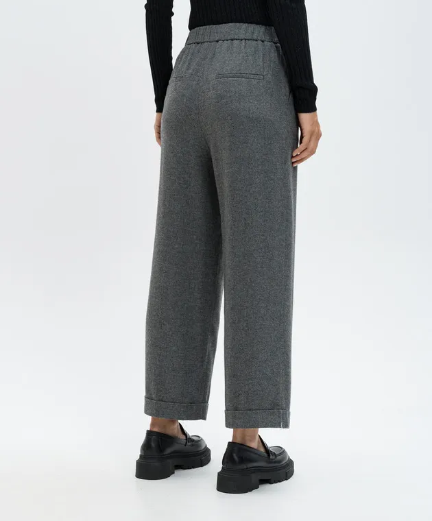 Peserico Gray melange pants with wool