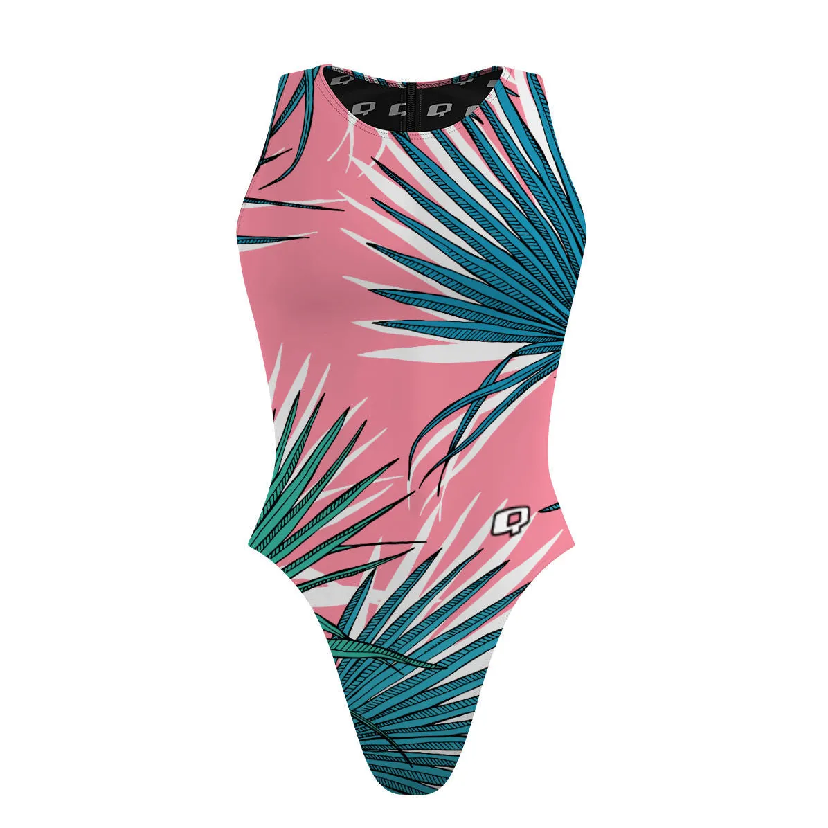 PINK PALM  WOMEN WATERPOLO SWIMSUIT CHEEKY CUT