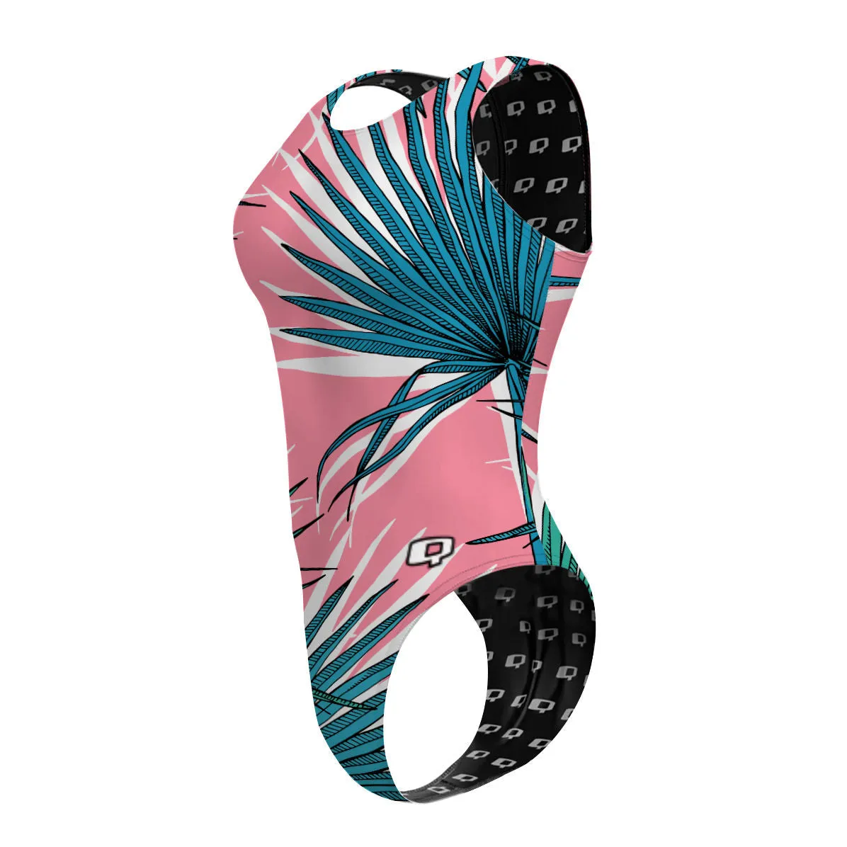 PINK PALM  WOMEN WATERPOLO SWIMSUIT CHEEKY CUT
