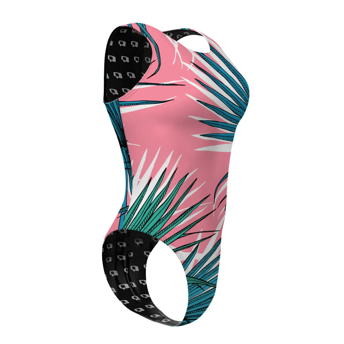 PINK PALM  WOMEN WATERPOLO SWIMSUIT CHEEKY CUT