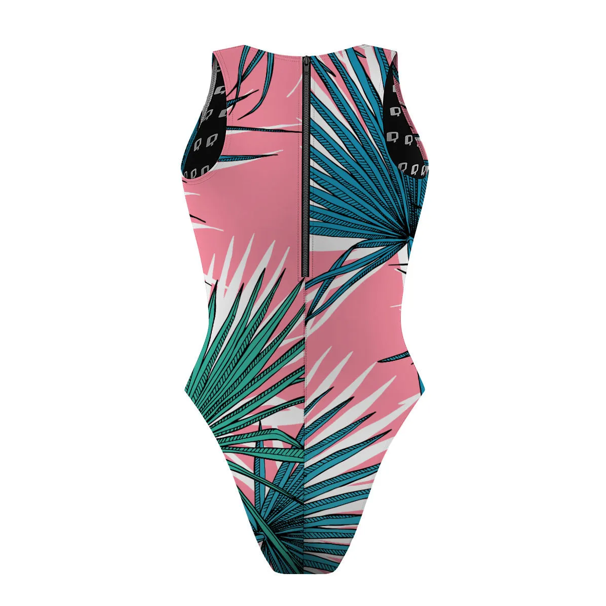 PINK PALM  WOMEN WATERPOLO SWIMSUIT CHEEKY CUT