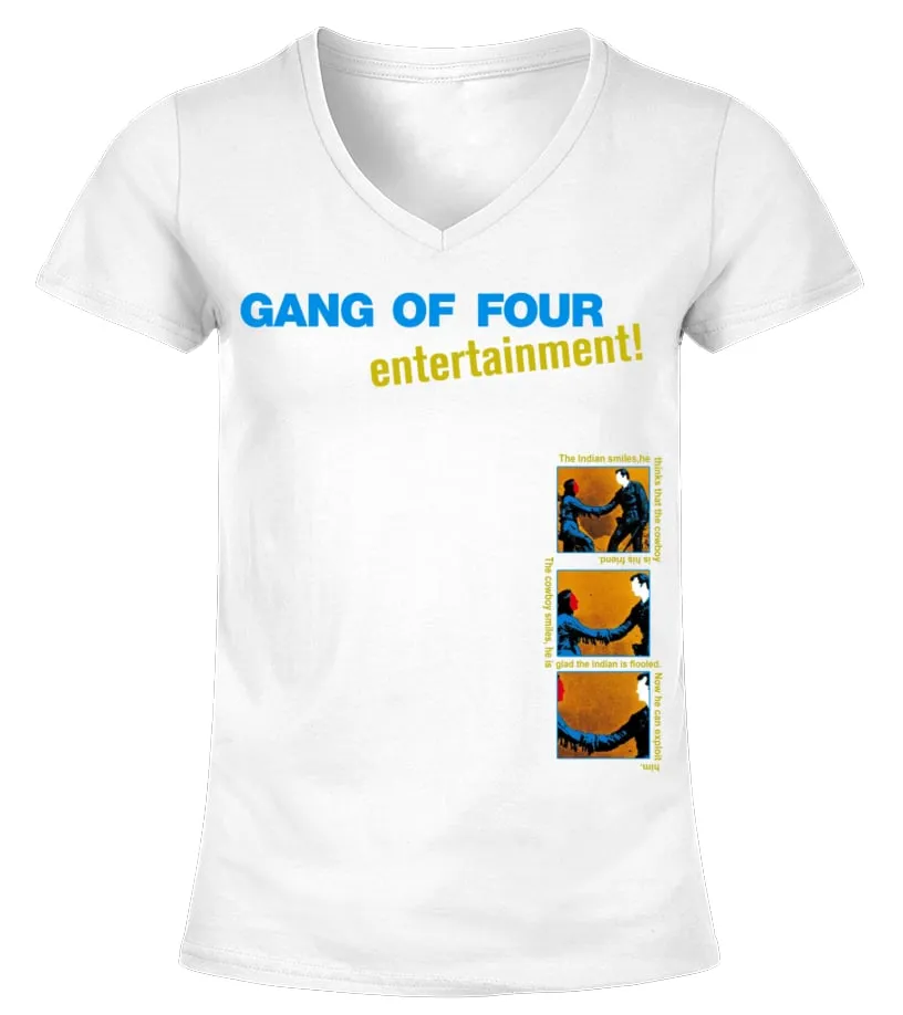 PNK131WT.  GANG OF FOUR ENTERTAINMENT! CAMISETA CUELLO PICO MUJER